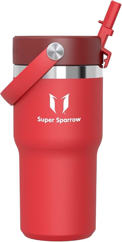 Sparrow Trinkflasche Edelstahl - Twistpath Thermosflasche mit Flex-Strohhalmdeckel - 620ml - BPA-frei Thermobecher & Auslaufsichere Thermoskanne - Kompatibel mit gängigen PKW-Getränkehaltern