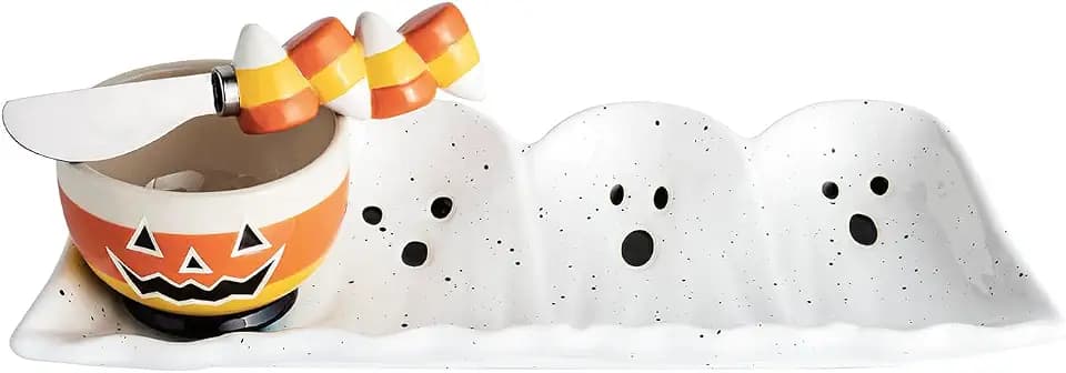Mud Pie Halloween Glow in the Dark Ghost Tidbit and Tray