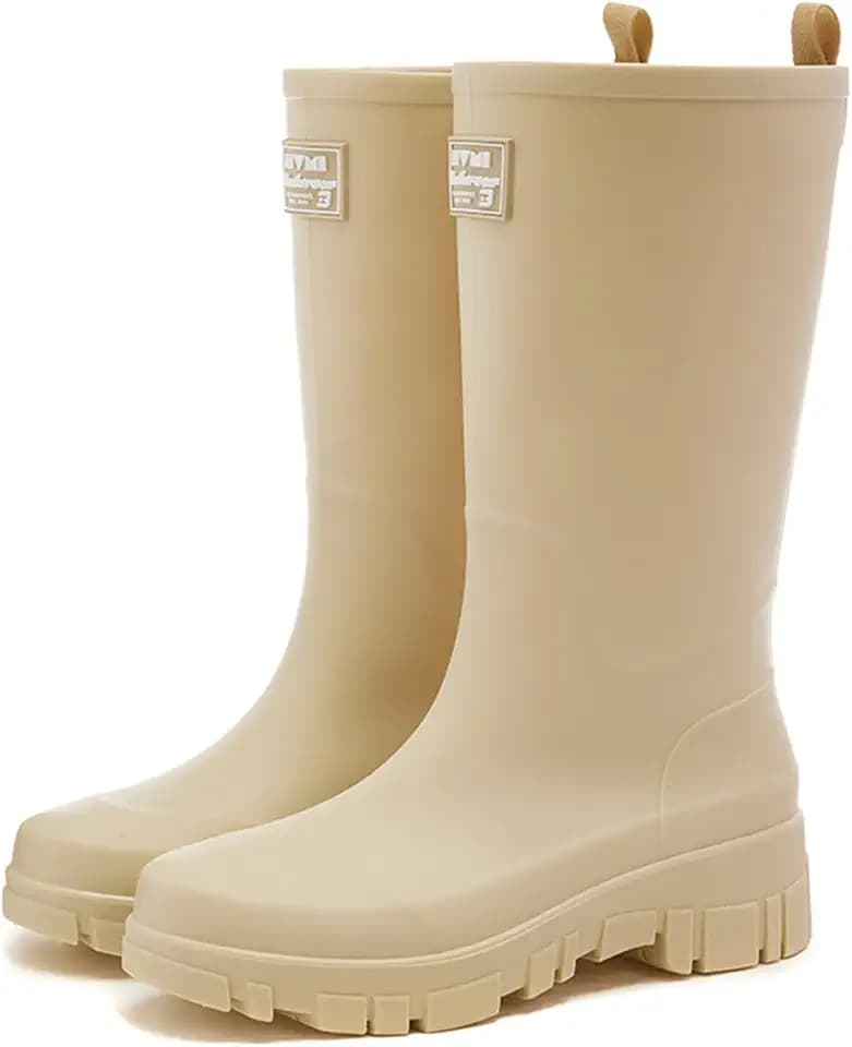Nutropa Waterproof Mid Calf Women Rain Boots, Wide Calf Garden Shoes