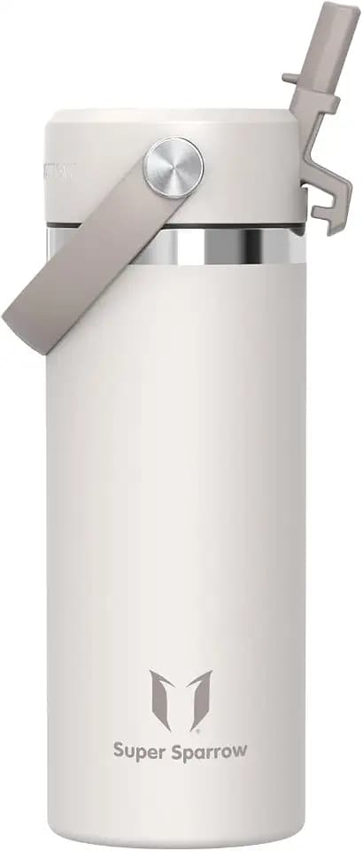 Sparrow Kinder Trinkflasche Edelstahl 500ml Thermosflasche mit Strohhalm