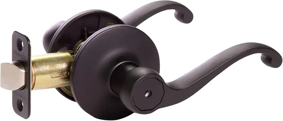Design House Scroll Privacy Door Lever, Matte Black