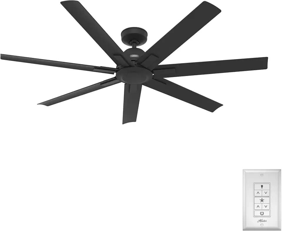 Hunter Downtown, Outdoor or Indoor, Ceiling Fan, 60 inch, Matte Black