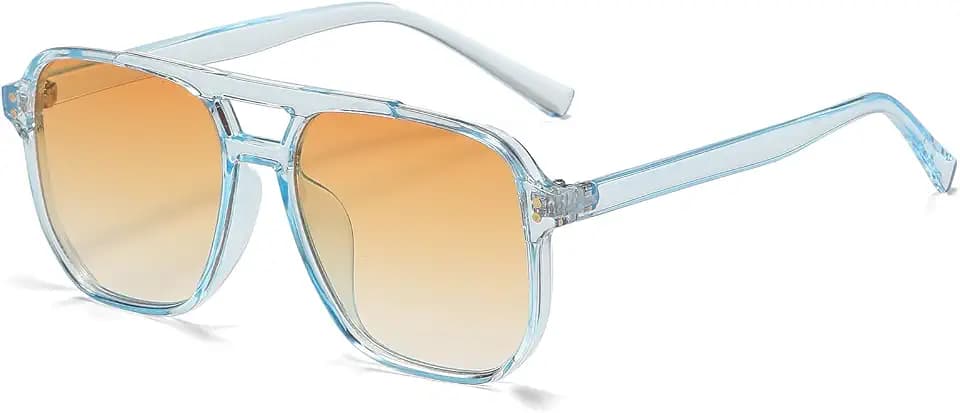 YAMEIZE Vintage Retro Sonnenbrille für Damen Herren Übergroß 70er Retro Sonnenbrille Pilotenbrille Gelb Getönte Brille mit UV400 Schutz