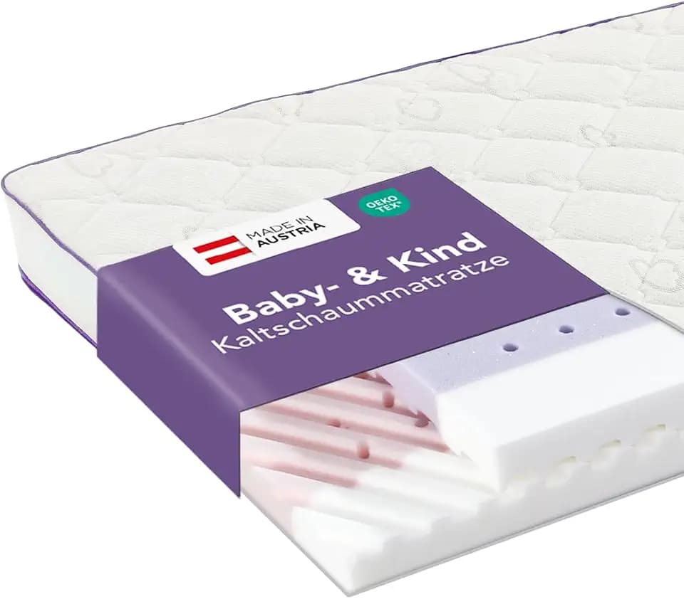 Träumeland Baumwolle Baby- und Kindermatratze Polarstern, Größe 70 x 140 cm, Plüsch, mit einzigartigem More-way Belüftungssystem und extra breitem Belüftungsband