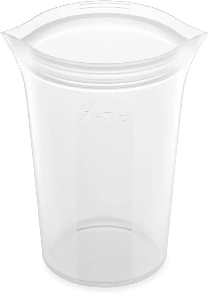 Zip Top Reusable Food Storage Bags | Large Cup [Frost] | Silicone Meal Prep Container | Microwave, Dishwasher and Freezer Safe | Made in the USA
