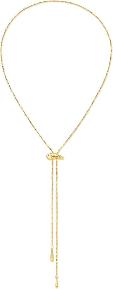 Gold Y Lariat Necklace for Women Adjustable Long Slide Necklace Modern Bohemian Jewelry Gift