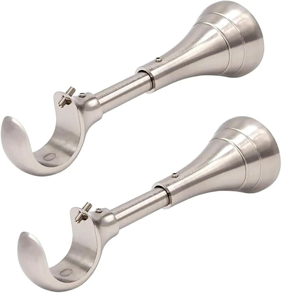 Heavy Duty Curtain Rod Brackets 6 inch Adjustable, Brushed Nickel, 2 Pack