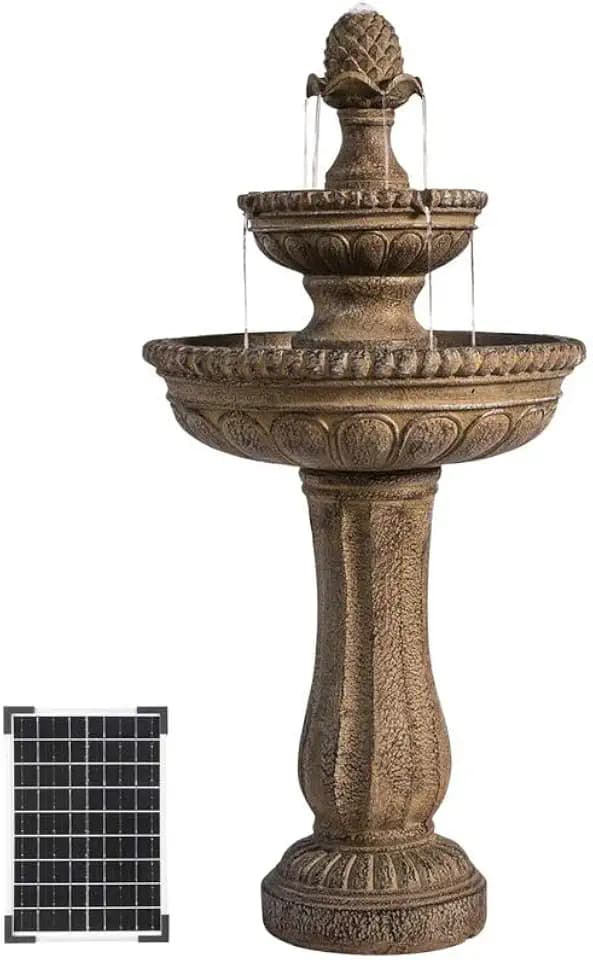 XBrand 39" Solar Water Fountain, Sand Stone Resin