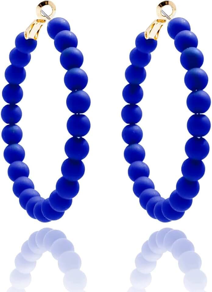 ZENZII Beaded Hoop Earrings Bohemian Circle Round Bead Earrings Chic Dangle Earrings for Women and Girls