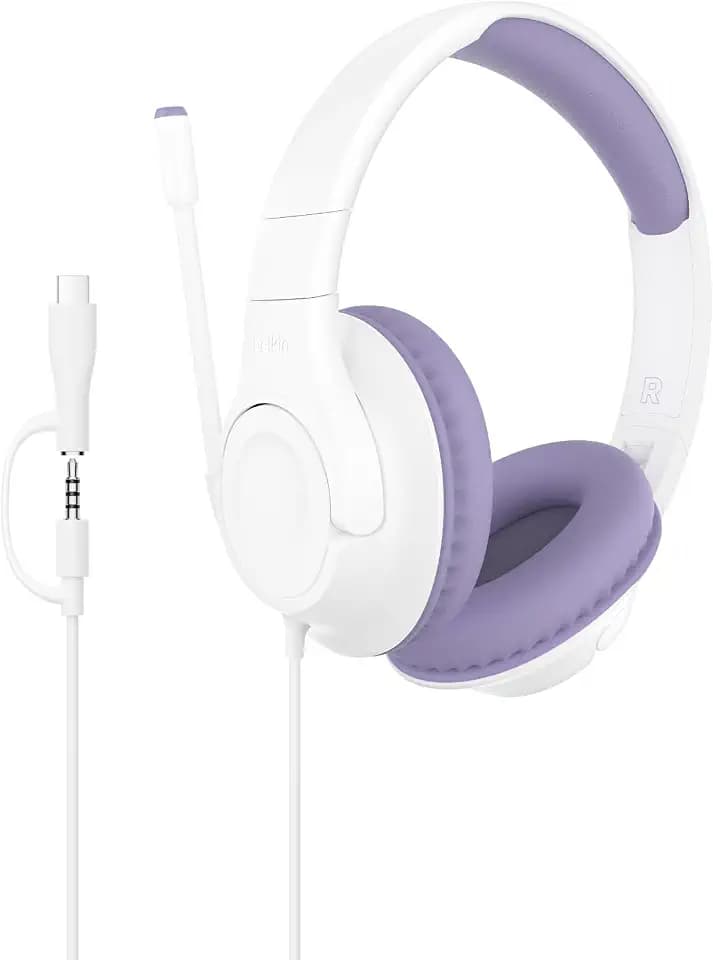 Belkin SoundForm Inspire Wired Kids Headphones, USB-C & 3.5mm