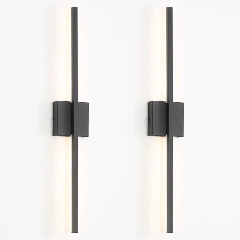 Wall Sconces Set of Two, Black Modern Wall Sconce Light for Bathroom, Living Room, Bedroom, Hardwired 3000K 28''