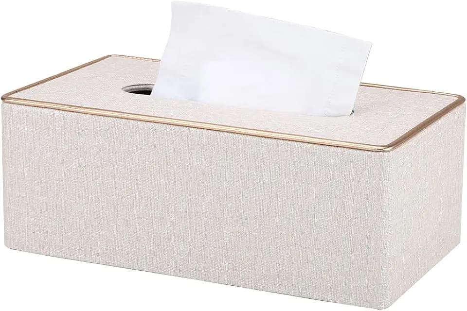 KINGFOM PU Leder Kosmetiktücher Box Taschentuchbox Tücherbox für Büro/Auto/Zuhause (Weiss)