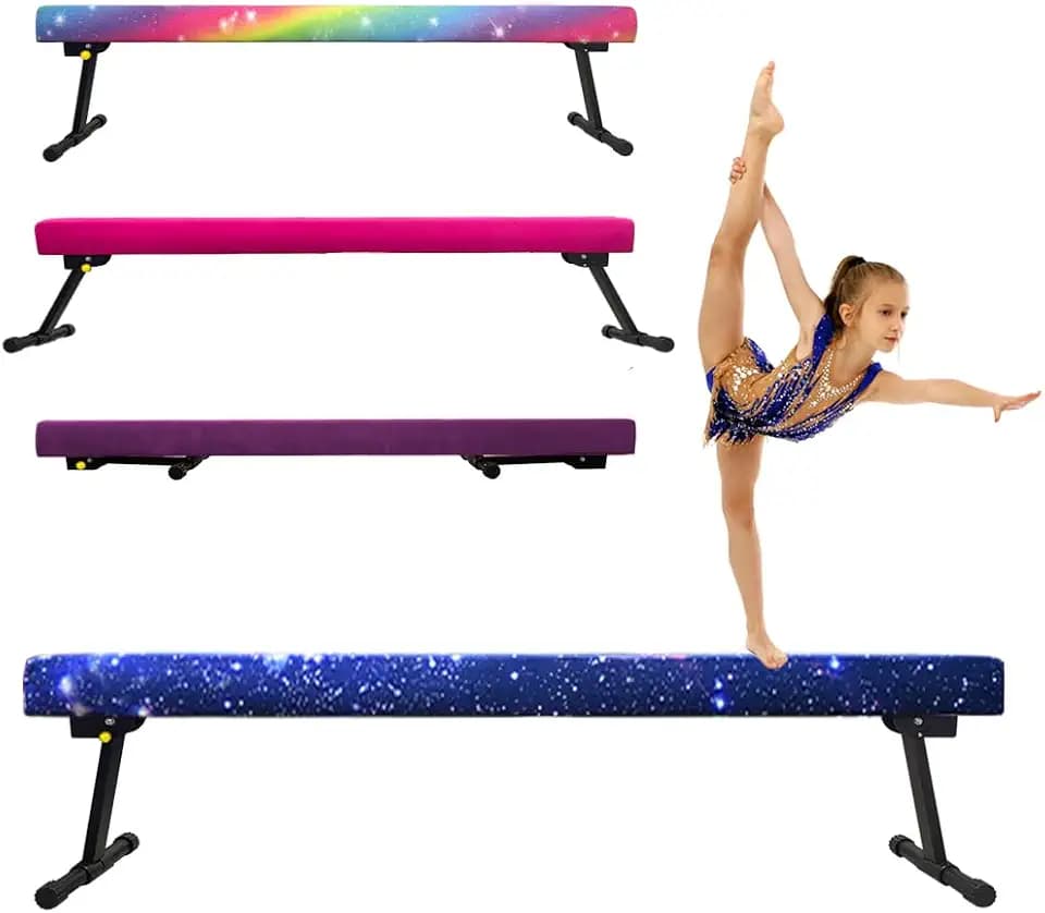 HomeSun Schwebebalken Einstellbar Faltbar Gymnastik Balance Beam High and Low Level Floor Beam Einfache Montage Gymnastikbalken 240cm Stabile Trainingsgeräte für Zuhause