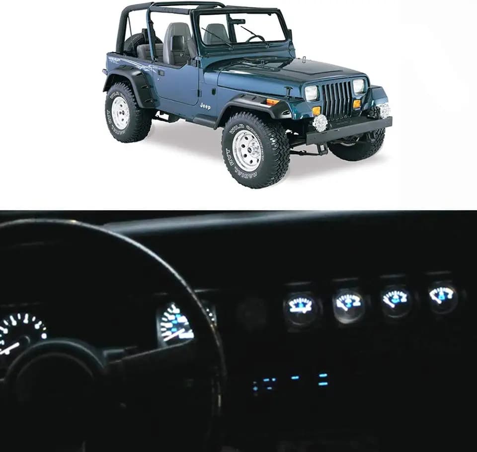 WLJH Bright White Instrument Panel Gauge Cluster Speedometer Tachometer Indicator Bulb Full Led Light Kits Package Replacement For Jeep Wrangler 1992-1995