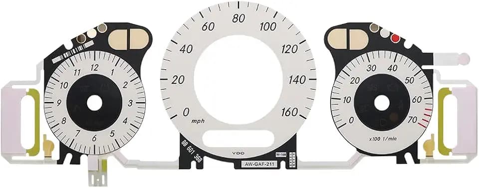 BENET Gauge Face Overlay with EL Cold Light Instrument Panel Replacement for Mercedes W211 W209 C219 160MPH White