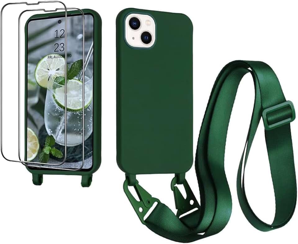 CaseLover Handyband kompatibel mit iPhone 13/14 Hülle mit Band, Dunkelgrün