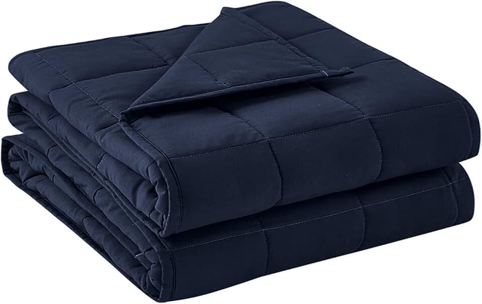 BB BLINBLIN Weighted Blanket Heavy Blanket for Cool & Restful Sleep, Premium Soft Material and Glass Beads (Navy Blue, 80''x87'' 25lbs), Two Persons(110~190lb) Sharing Use on Queen/King Bed…