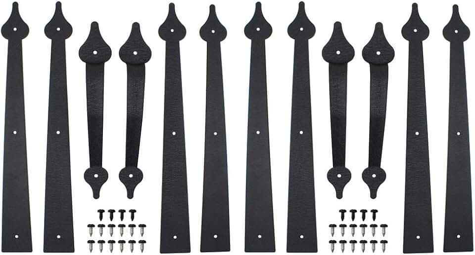 WINSOON Decorative Metal Garage Door Hardware Screw in, Black Steel, 2 Sets