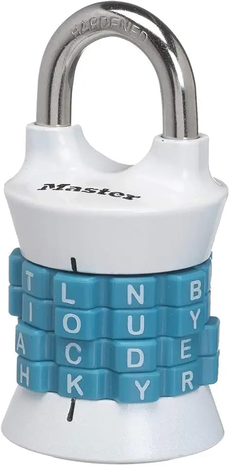 Master Lock Word Combination Lock, Set Your Own Word Letter Lock for Gym and School Lockers, Indoor Combo Padlock, Colors May Vary, 1535DWD