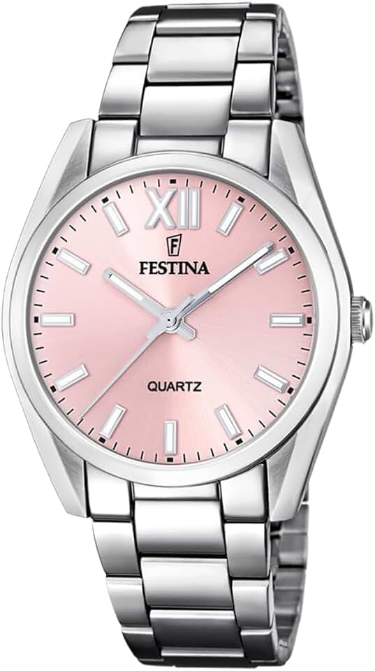 Festina Damen Uhr Analog Edelstahl 316L - Quarzwerk - Mineralglas hochresistent - 5 ATM wasserdicht F20622 - Boyfriend Collection