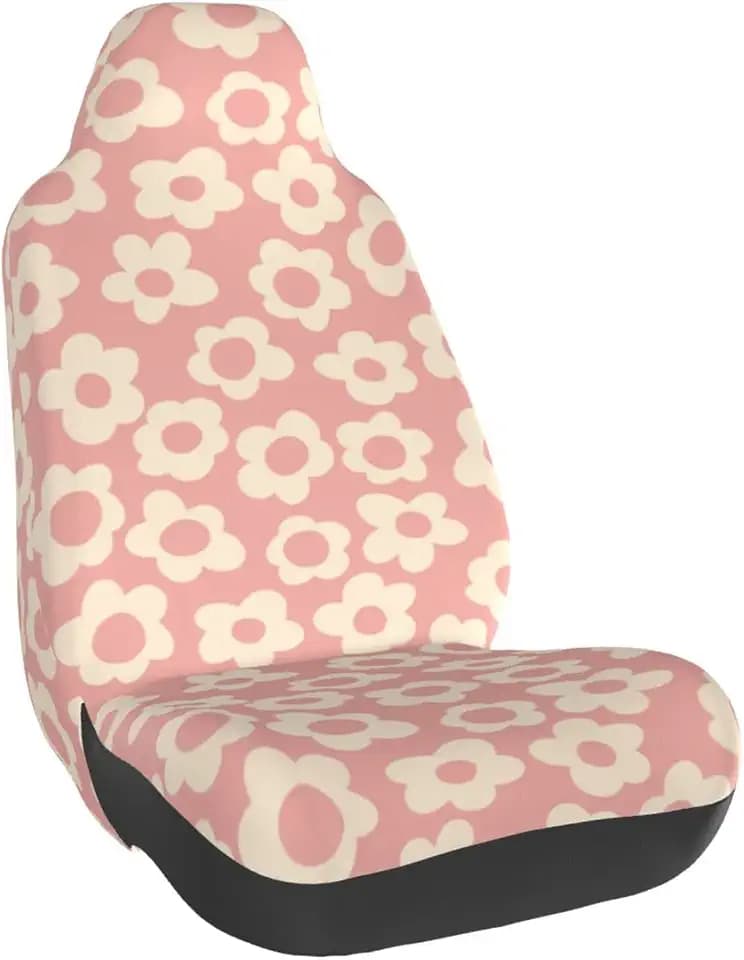 Vintage Groovy Flowers Car Seat Cover, Full Set Front Bucket The Car Chair Cover Protectors Accessories