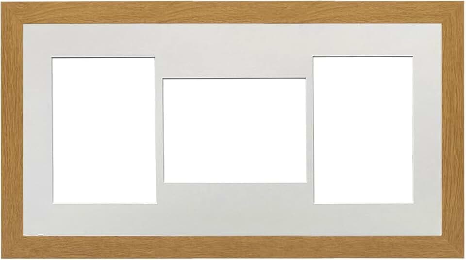 Bilderrahmen für mehrere Fotos, 50,8 x 25,4 cm, mit weißem Passepartout, passend für Fotos mit einer Größe von 17,8 x 12,7 cm, mit Plexiglas, zur Wandmontage, für 3 Fotos im Hoch- oder Querformat