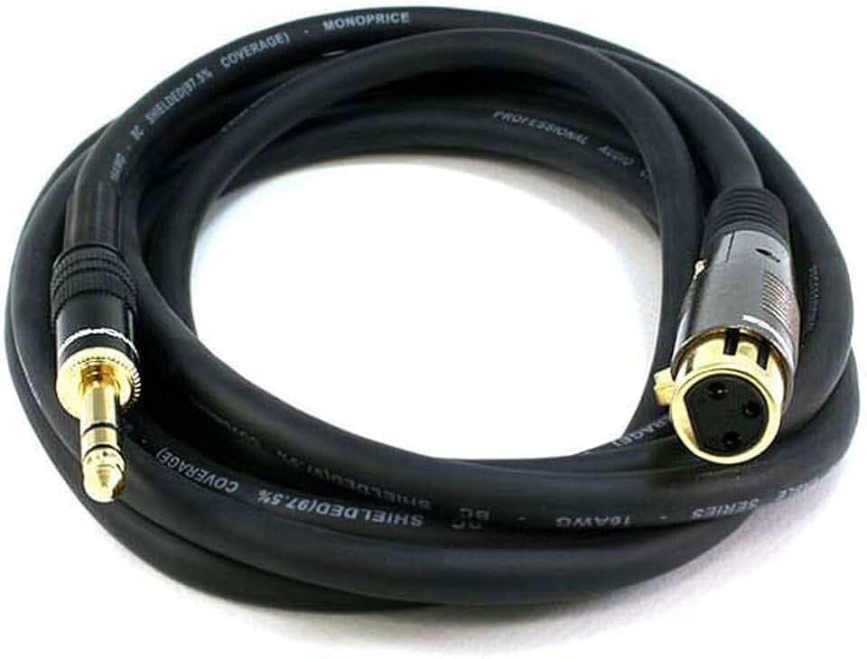 Monoprice 104770 10-Feet Premier Series XLR Female to 1/4-Inch TRS Male 16AWG Cable Black