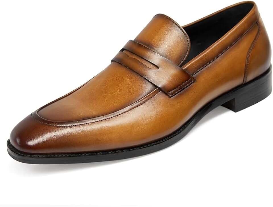 GIFENNSE Men's Dress Shoes Slip-On Loafers Formal Leather Shoes for Men