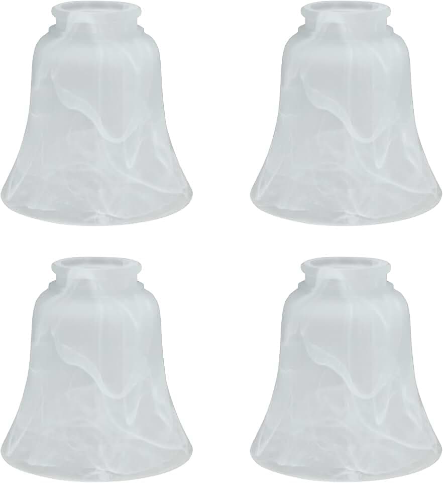 Aspen Creative 23030-4 Transitional Alabaster Bell Shape Ceiling Fan Glass Shade 2-1/8" Fitter, 4-3/4" D x 4-3/4" H, 4 Pack