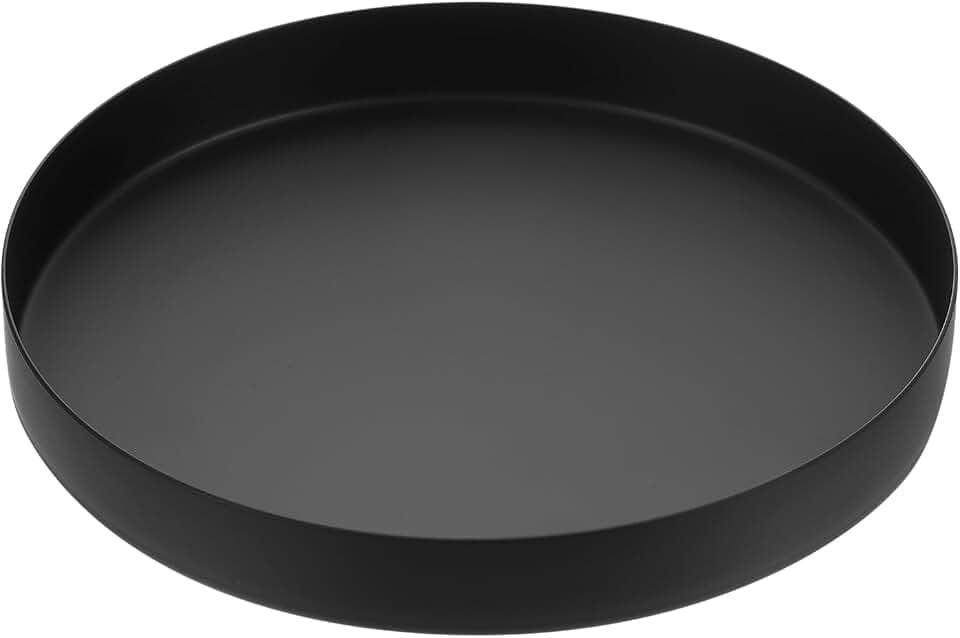 uxcell Stainless Steel Decorative Tray 7.9" Round Serving Tray Metal Decorative Plate for Jewelry, Makeup, Candle, Kitchen Tableware, Black