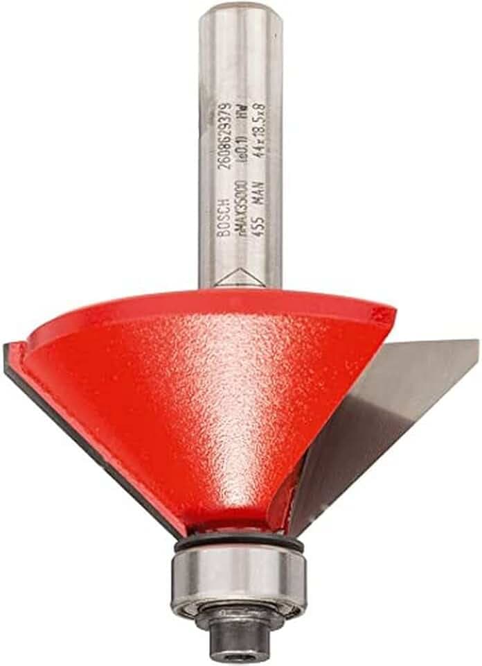 Bosch Professional Fasefräser (für Holz, Schaft 8mm, Ø44mm, Arbeitslänge 18,5mm, Gesamtlänge 61mm), Mehrfarbig