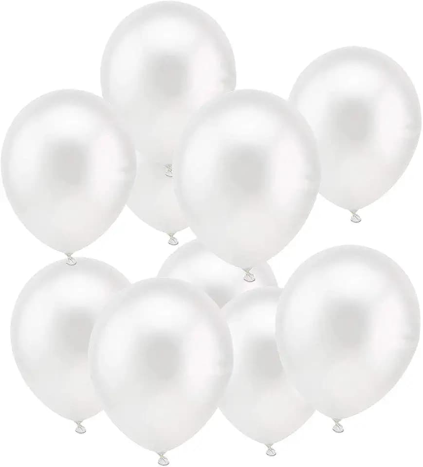 100 Stück Weiß Luftballons Perlweiss, 12 Zoll Weisse Latex Ballons,Weiss Helium Balloons Weiße Partyballon für Geburtstage Baby Shower Hochzeit Kommunion Thema Dekorationen