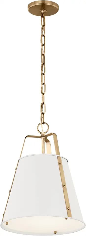 Kichler Etcher Pendant Light, White Glass, Champagne Bronze