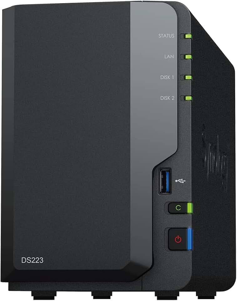 Synology DS223 Home & Office Backup Hub - Centralize Files, Protect Data & Monitor Property (2-Bay Diskless NAS)