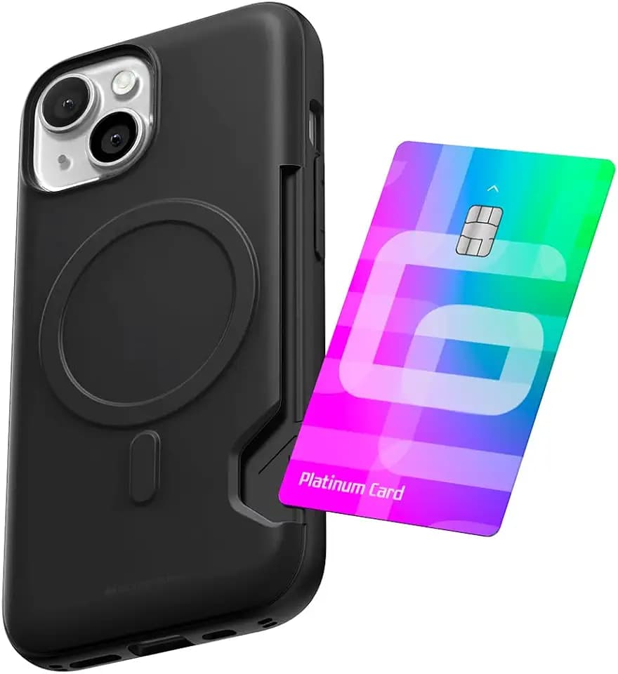 GOOSPERY for iPhone 15 Wallet Case [MagSafe Compatible] Card Holder Case, Mag Bumper, Durable Dual Layer Protective Cover - Black