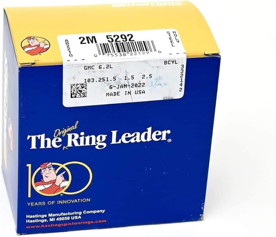 Hastings 2M5292 Plasma-Moly Piston Ring Set | Fits 2007-2013 6.2L LS Engines | LS3 L92 L99 L9H L94 | Stock Piston Ring Replacement
