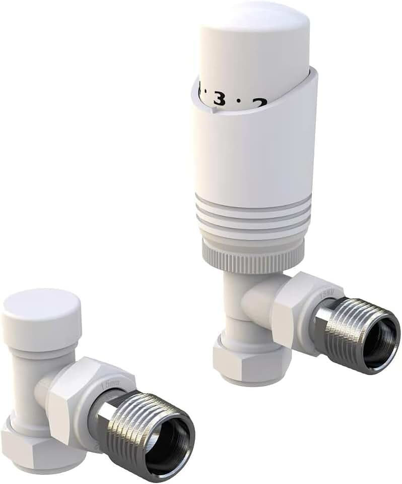 Weißes Thermostatventil für Heizkörper, abgewinkelte Ecke oder gerade weiße TRV-Thermostatventile (abgewinkelt)