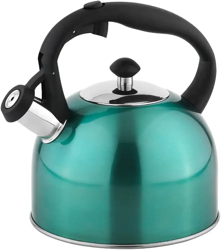 Amazon Basics Edelstahl-Teekessel, 2,3 l, blaugrün