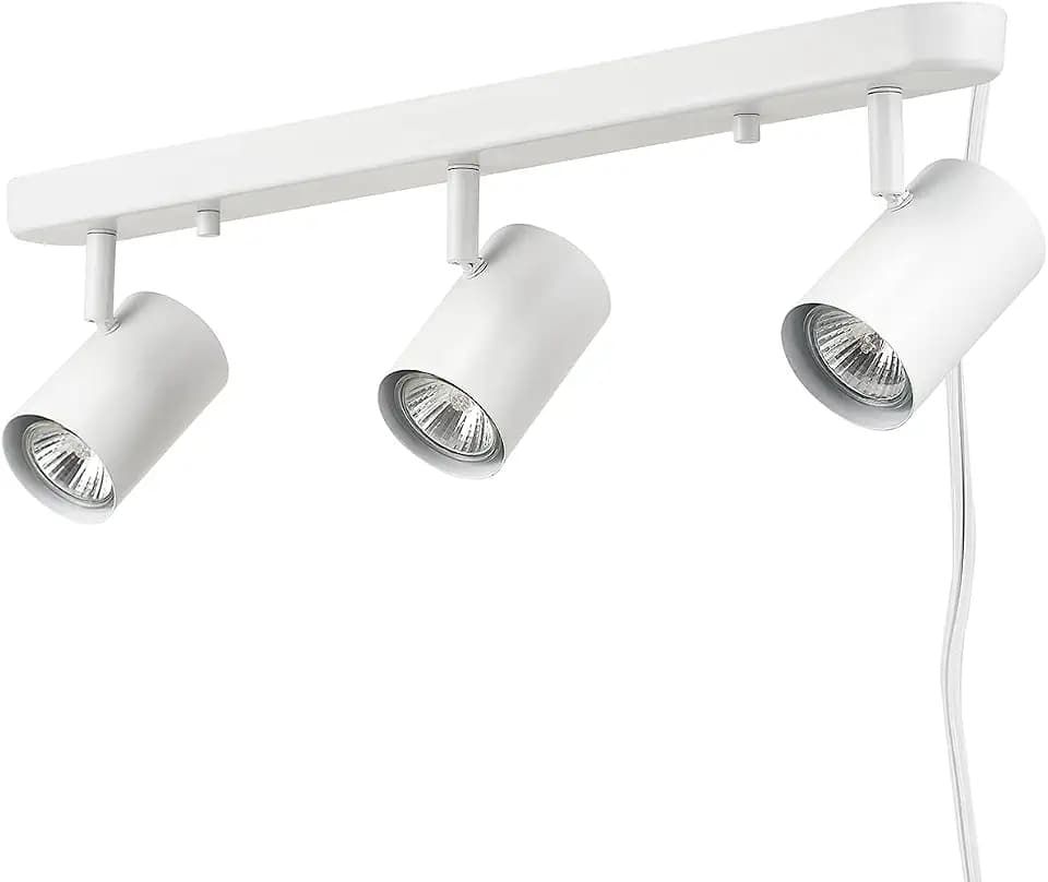 Globe Electric 60024 3-Light Plug-in Track Lighting, Adjustable Heads, Matte White Finish, 22-inch, 15-Foot Cord with in-Line Switch, Compatible with GU10 Base Bulbs (Sold Separately)