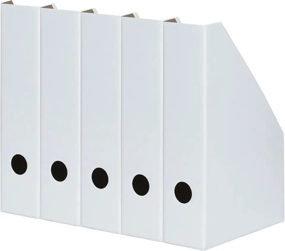 LANDRÉ Stehsammler A4, aus stabilem Karton, 7cm breit, weiss, 5 Stück