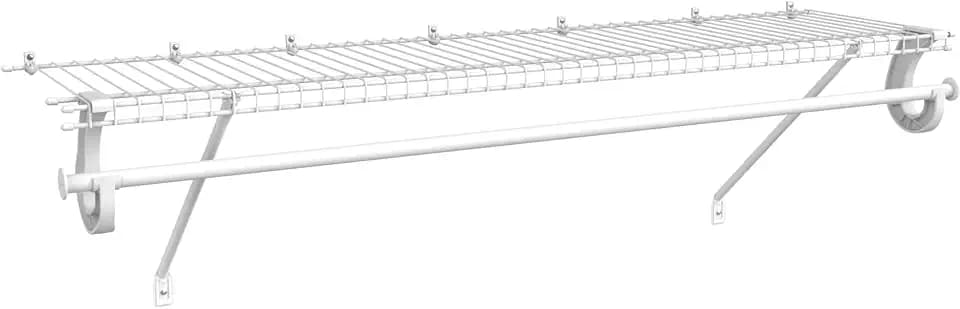 ClosetMaid SuperSlide Ventilated Shelf Kit with Closet Rod, 4-Foot x 12-Inch, White