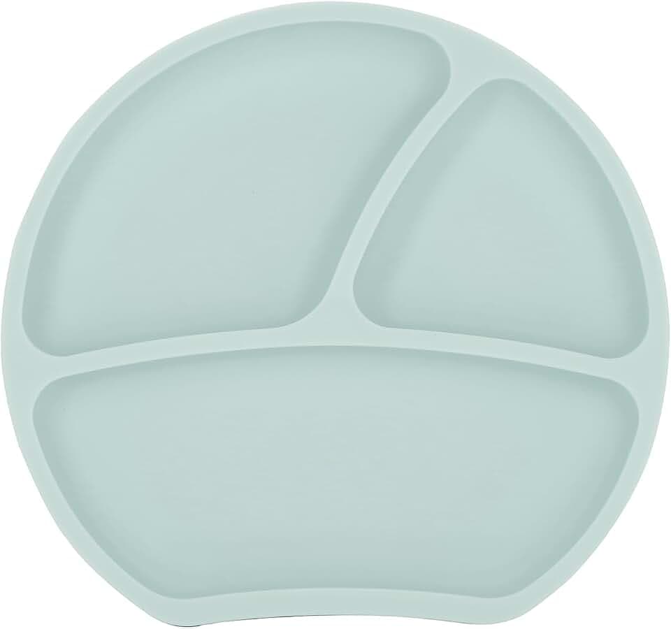 Kindsgut Teller, Esslernteller aus Silikon, Aquamarin