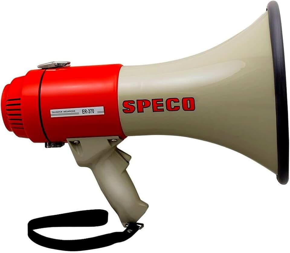 ER370 - Aftermarket Replacement Speco Deluxe Megaphone with Siren - Red Grey - 16w Compatible with Speco Tech