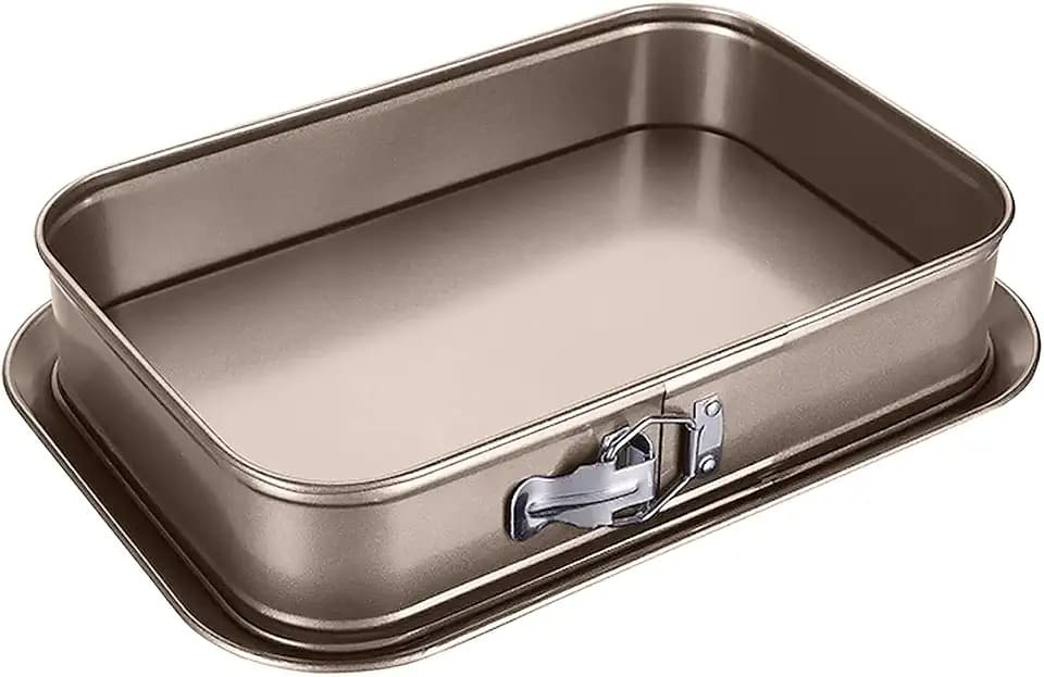 Meleg Otthon Springform Cheesecake Pan - Leakproof, Nonstick, Rectangle, Removable Bottom, Gold (15.7" x 11" x 2.6")