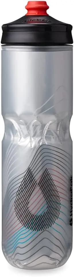 HydraPak Polar Surge - Isolierte Fahrradflasche (24oz, Silber Aufstieg) | Hoher Durchfluss, 3-Schicht-Isolierung, Auslaufsicher, Einfach zu drücken, Selbstabdichtender Verschluss, für Radfahren