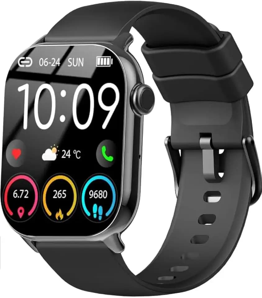 Smartwatch Herren Damen, 1,96" HD Smartwatch 2026 mit Telefonfunktion, Smart Watch Fitnessuhr 113+ Sportmodi, IP68 Wasserdicht, Sportuhr mit Herzfrequenz Schlafmonitor Schrittzähler,Moderne Schwarz