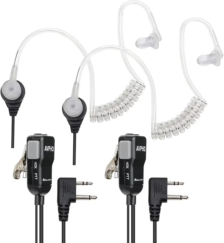 Midland AVPH3 Transparent Security Headsets with PTT/VOX - Black