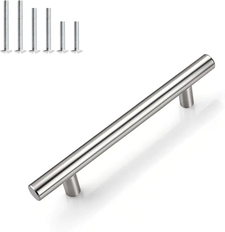 Gobrico 30 Pack 4" (102mm) Hole Center Cabinet Pulls, Satin Nickel Kitchen Cabinet Handles, Stainless Steel Drawer Pulls, Euro Bar Cabinet Hardware, Kitchen Cupboard Pull, 6-3/8'' Total Length