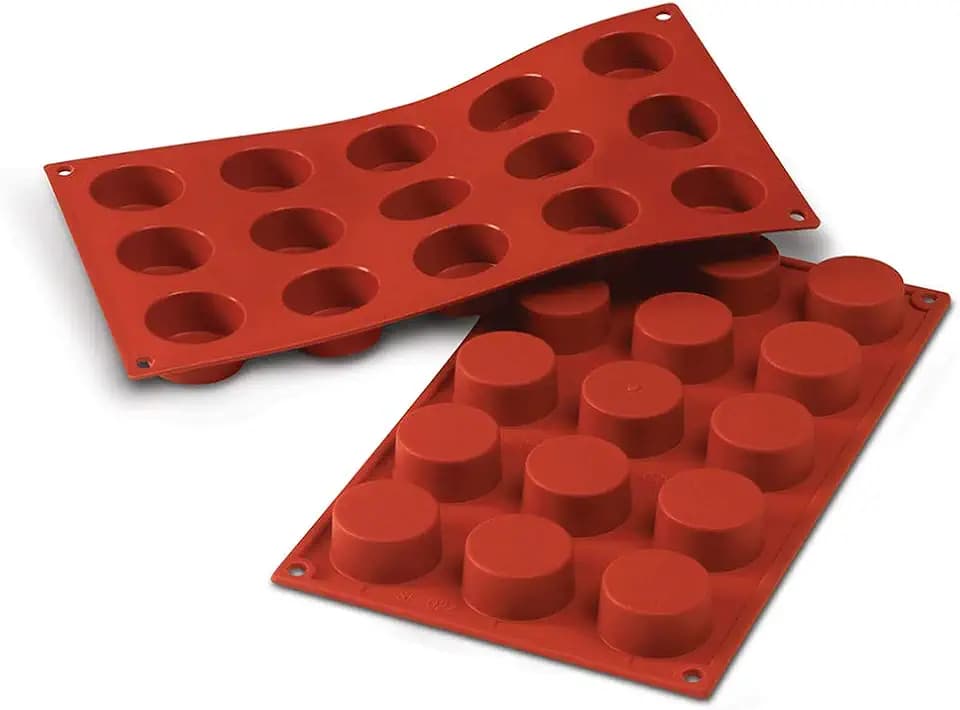 silikomart | SF027 Silikonform für Monoportionen PETIT-FOURS, antihaftbeschichtet, 15 Gebäckstücke, Packung mit 1 Kuchenform, Ø 40 h 20 mm, Made in Italy