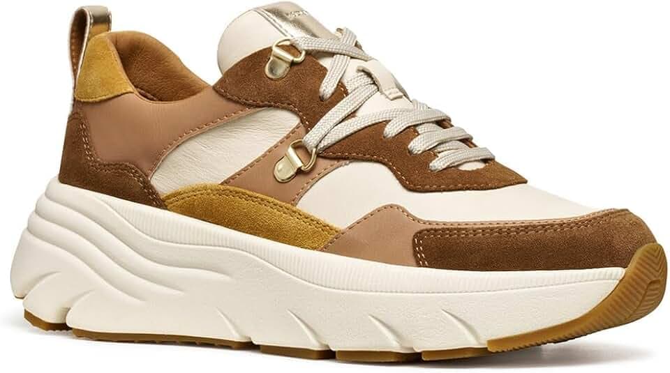 Geox Damen D DIAMANTA Sneaker, Beige, 40 EU